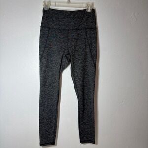 Womens High Rise Space Dye Leggings XS Gray Black Athletic Yoga Pants 26" Inseam